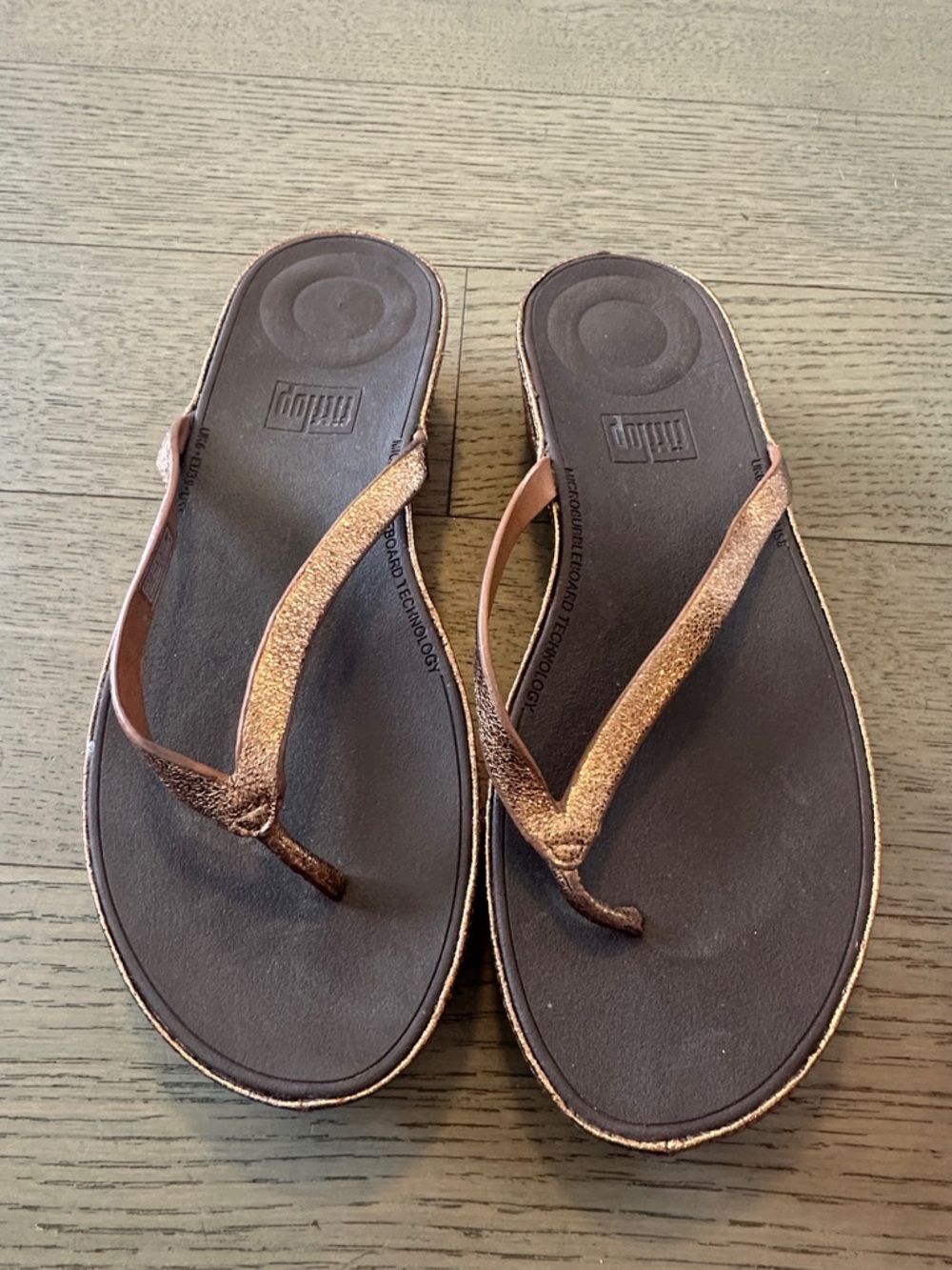 Fitflop Metallic Copper Wedge Flip Flops